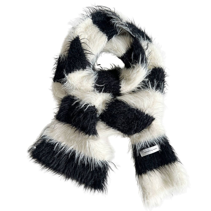 Boogzel Apparel Grunge Aesthetic Fuzzy Striped Scarf
