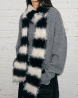 Boogzel Apparel Grunge Aesthetic Fuzzy Striped Scarf, view 2
