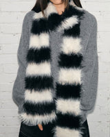 Boogzel Apparel Grunge Aesthetic Fuzzy Striped Scarf, view 3