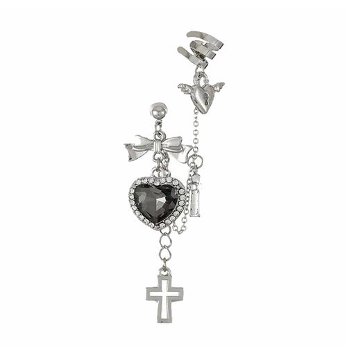 Boogzel Apparel Grunge Aesthetic Heart Cross Ear Cuff
