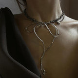 Boogzel Apparel Grunge Aesthetic Metal Bow Choker, view 3