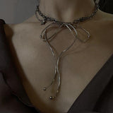 Boogzel Apparel Grunge Aesthetic Metal Bow Choker, view 4