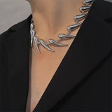 Boogzel Apparel Grunge Aesthetic Spike Choker Necklace, view 4
