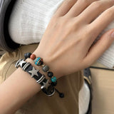 Boogzel Apparel Grunge Aesthetic Star Leather Bracelet, view 3