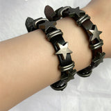 Boogzel Apparel Grunge Aesthetic Star Leather Bracelet, view 4