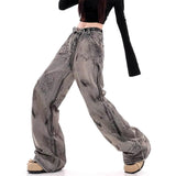 Boogzel Apparel Grunge Aesthetic Wide-Leg Jeans in Grey, view 2