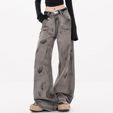 Boogzel Apparel Grunge Aesthetic Wide-Leg Jeans in Grey, view 3