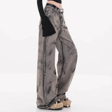 Boogzel Apparel Grunge Aesthetic Wide-Leg Jeans in Grey, view 4