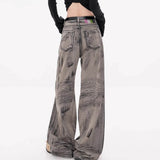 Boogzel Apparel Grunge Aesthetic Wide-Leg Jeans in Grey, view 5