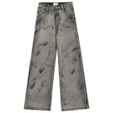 Boogzel Apparel Grunge Aesthetic Wide-Leg Jeans in Grey, view 6