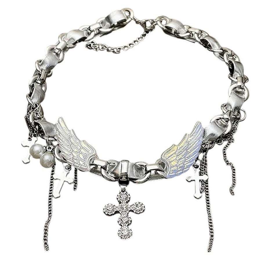 Boogzel Apparel Grunge Angel Wings Necklace