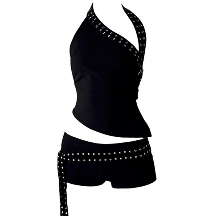 Boogzel Apparel Grunge Asymmetric Top & Mini Shorts Co-Ord