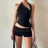 Boogzel Apparel Grunge Asymmetric Top & Mini Shorts Co-Ord, view 3