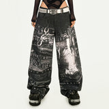 Boogzel Apparel Grunge Chain Print Wide Pants, view 2