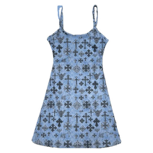 Boogzel Apparel Grunge Cross Print Mini Dress