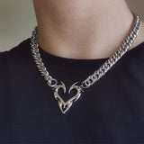 Boogzel Apparel Grunge Heart Chain Necklace, view 2