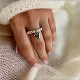 Boogzel Apparel Grunge Heart Charm Ring, view 3