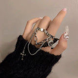 Boogzel Apparel Grunge Heart Cross Double Ring, view 4