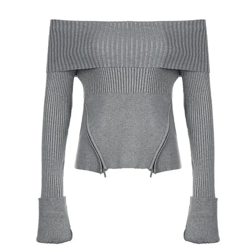 Boogzel Apparel Grunge Off Shoulder Knit Sweater