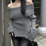 Boogzel Apparel Grunge Off Shoulder Knit Sweater, view 2