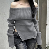 Boogzel Apparel Grunge Off Shoulder Knit Sweater, view 3