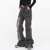 Boogzel Apparel Grunge Ripped Jeans in Black, view 4