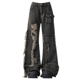 Boogzel Apparel Grunge Ripped Jeans in Black, view 5