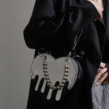 Boogzel Apparel Grunge Silver Drip Heart Handbag, view 3