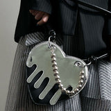 Boogzel Apparel Grunge Silver Drip Heart Handbag, view 5