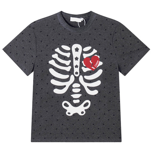 Boogzel Apparel Grunge Skeleton Heart Print T-Shirt