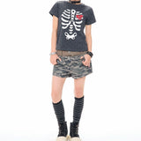 Boogzel Apparel Grunge Skeleton Heart Print T-Shirt, view 5