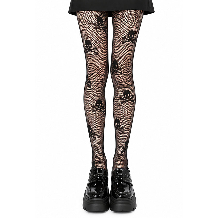 Boogzel Apparel Grunge Skull Fishnet Tights