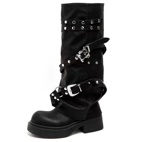 Boogzel Apparel Grunge Sleaze Combat Buckle Boots