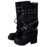 Boogzel Apparel Grunge Sleaze Combat Buckle Boots, view 2