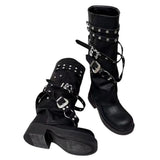 Boogzel Apparel Grunge Sleaze Combat Buckle Boots, view 3
