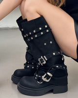 Boogzel Apparel Grunge Sleaze Combat Buckle Boots, view 4