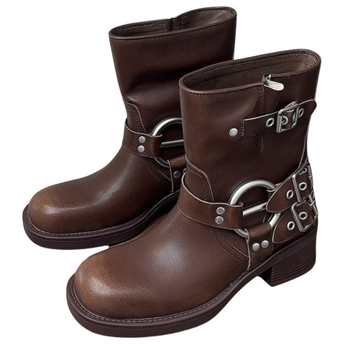 Boogzel Apparel Grunge Sleaze Motorcycle Buckle Boots