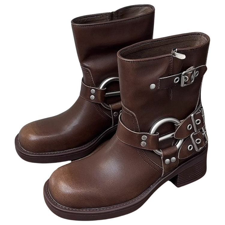Boogzel Apparel Grunge Sleaze Motorcycle Buckle Boots