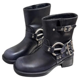 Boogzel Apparel Grunge Sleaze Motorcycle Buckle Boots, view 2