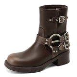 Boogzel Apparel Grunge Sleaze Motorcycle Buckle Boots, view 3