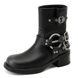 Boogzel Apparel Grunge Sleaze Motorcycle Buckle Boots, view 4