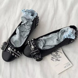 Boogzel Apparel Grunge Sleaze Studded Ballet Flats, view 6