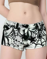 Boogzel Apparel Grunge Spider Web Print Denim Shorts, view 3