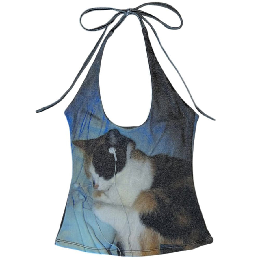 Boogzel Apparel Headphones Kitty Halter Top