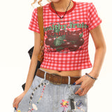 Boogzel Apparel Healthy Fruits Gingham Baby Tee, view 3