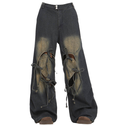 Boogzel Apparel Heart Bow Wide Leg Skater Jeans
