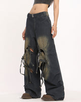 Boogzel Apparel Heart Bow Wide Leg Skater Jeans, view 3