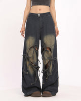 Boogzel Apparel Heart Bow Wide Leg Skater Jeans, view 4