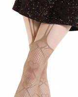 Boogzel Apparel Heart Fishnet Suspender Tights, view 4