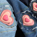 Boogzel Apparel Heart Patch Denim Beret Hat, view 4